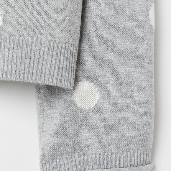 H&M Women's Light Gray and White Polka Dot Sweater Size Medium Soft Acrylic Knit - Picture 4 of 8